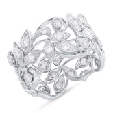 1.60ct 14k White Gold Diamond Leaf Lady's Ring Size 6